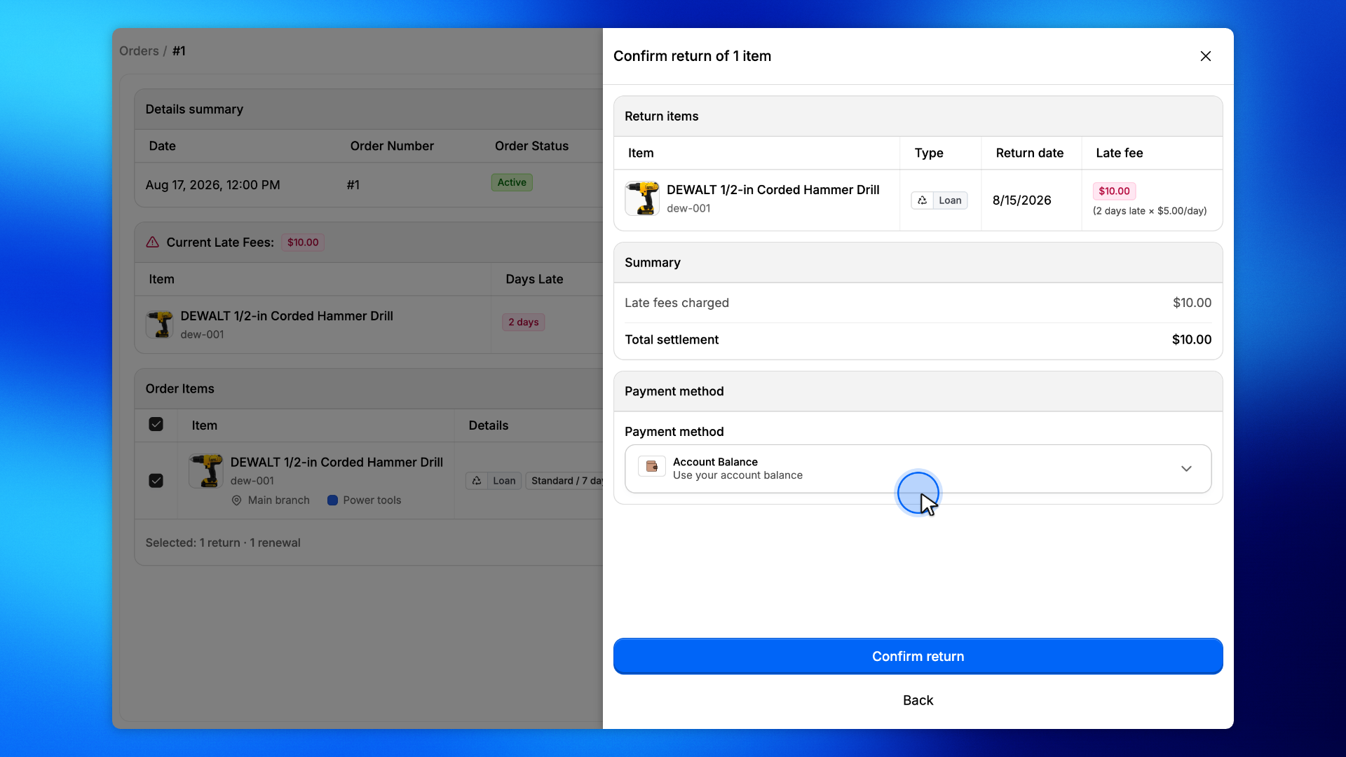 4. Collect payment from account balance