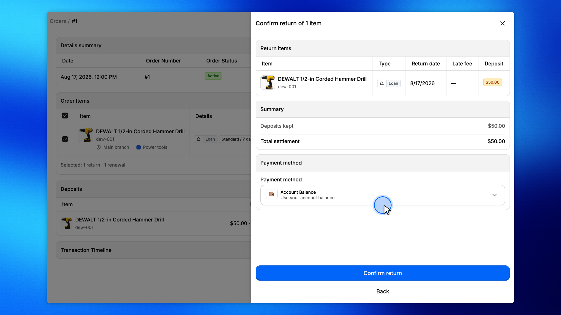4. Collect payment from account balance