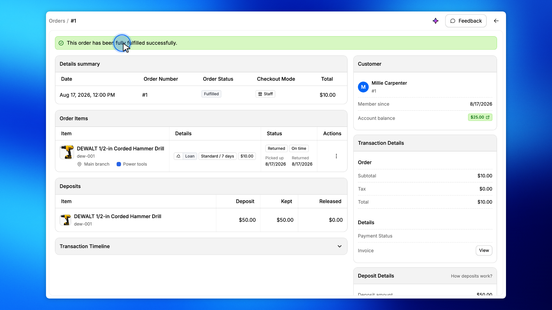 5. Confirm the balance payment
