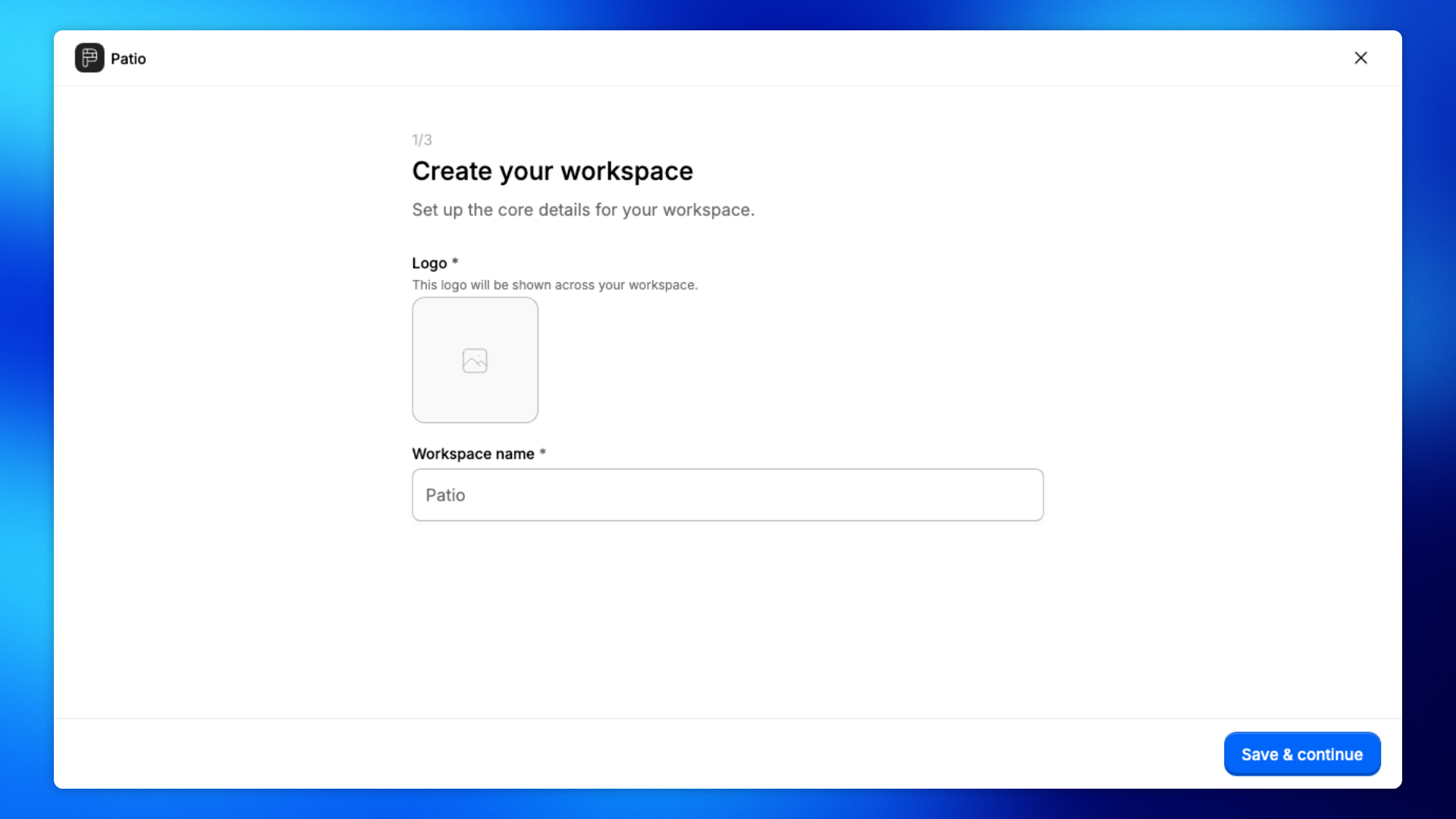 1. Open Create your workspace