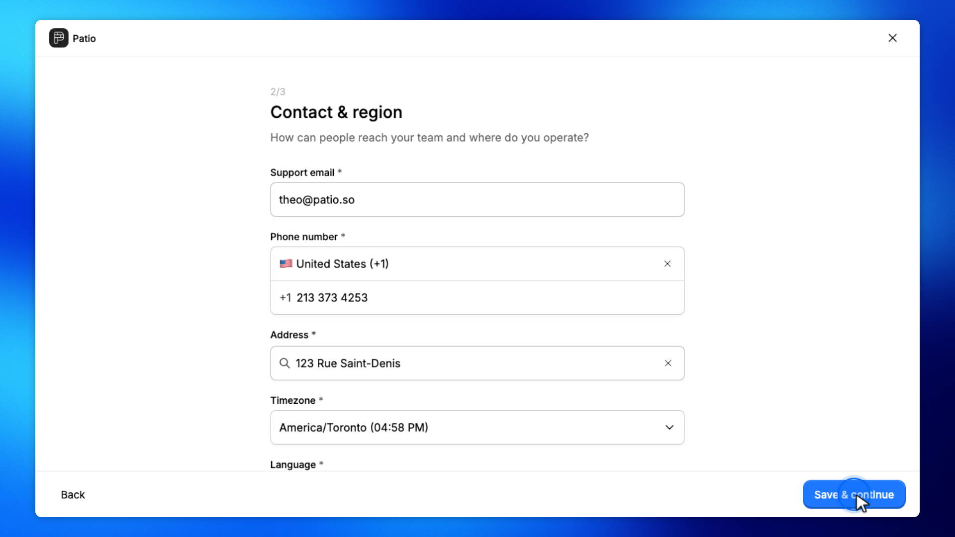 4. Confirm contact details