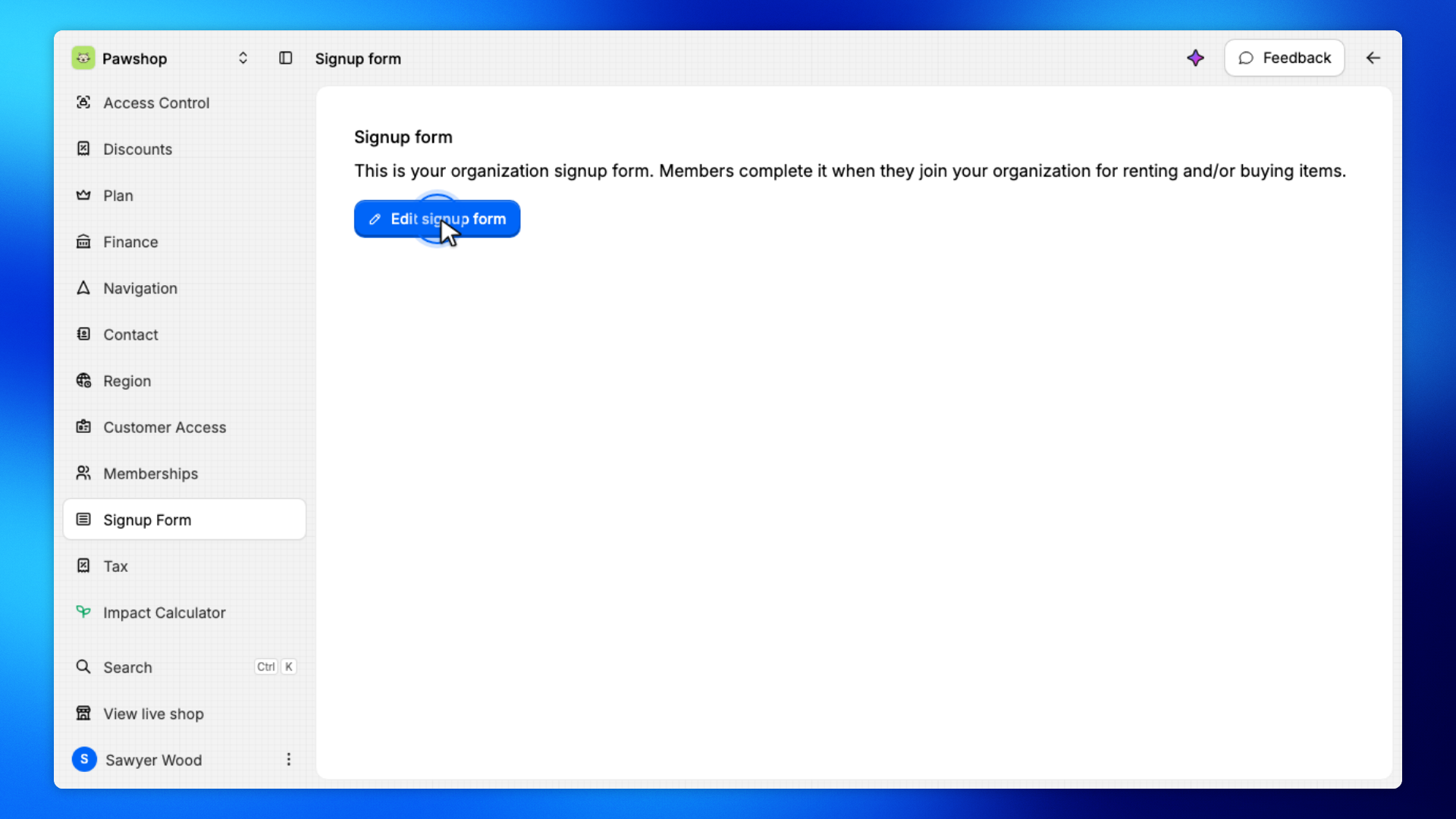 3. Edit the signup form