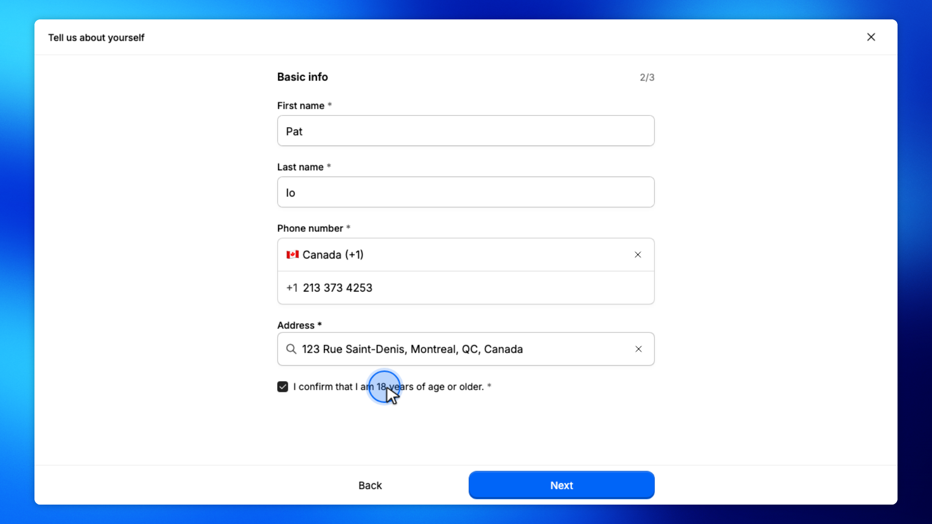 13. Fill Basic info