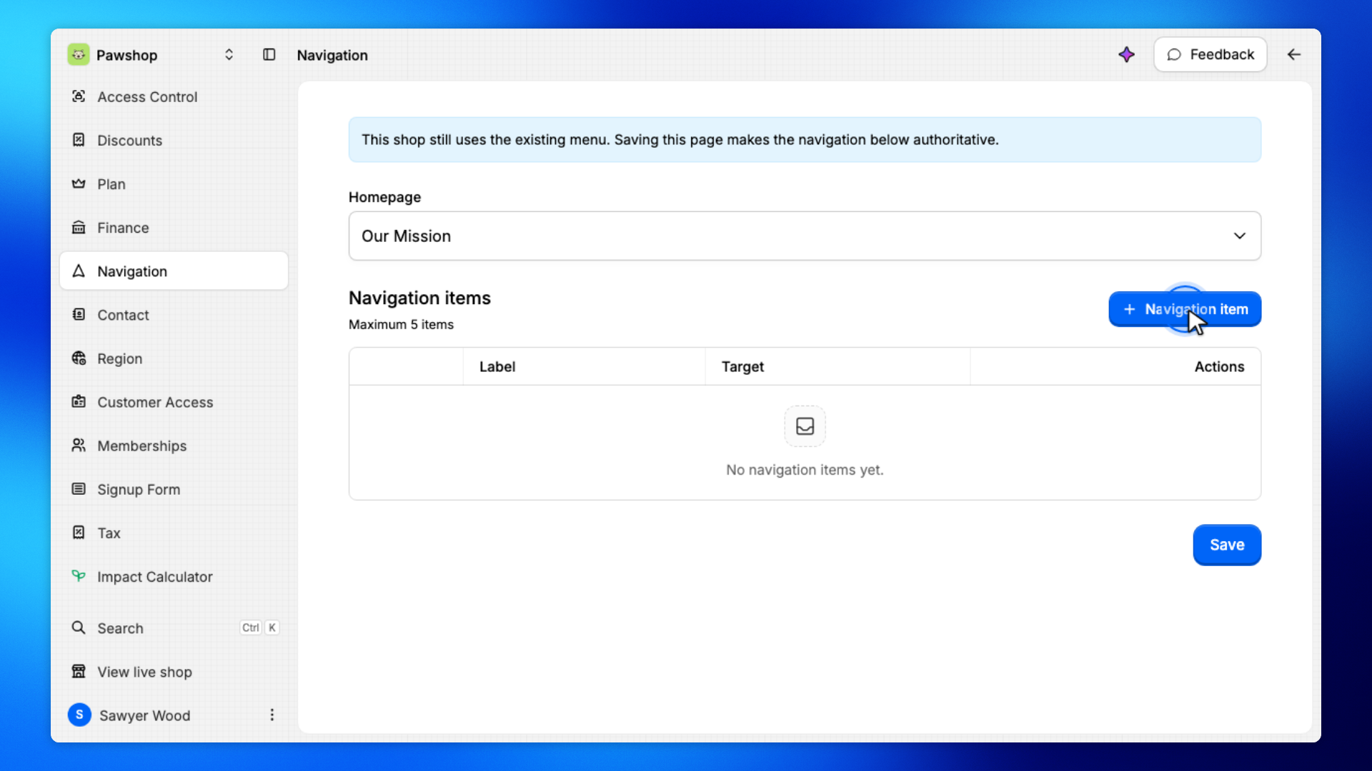 4. Add a navigation item