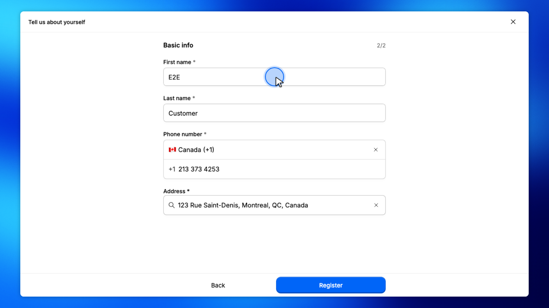 1. Fill the signup form and continue