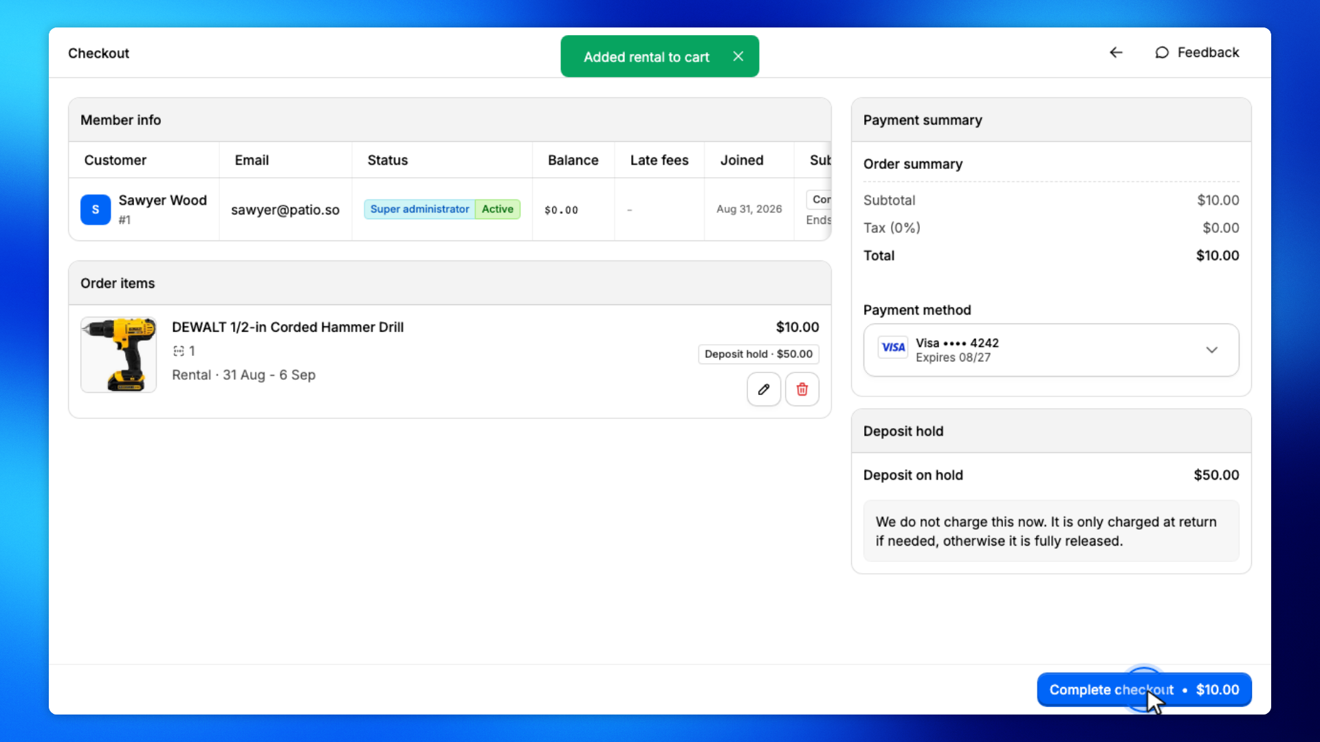 2. Choose payment and complete checkout