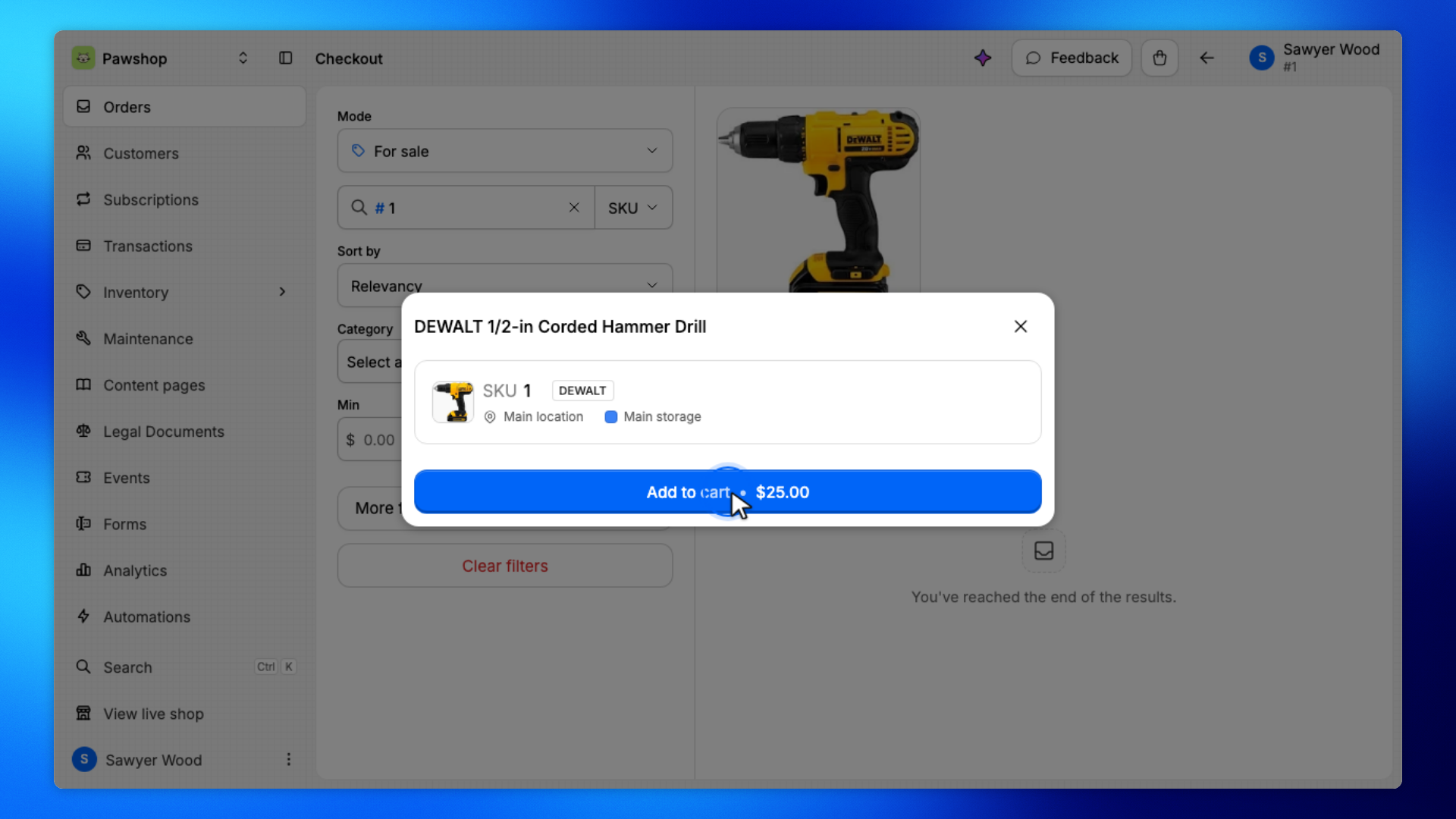 2. Add items to the cart