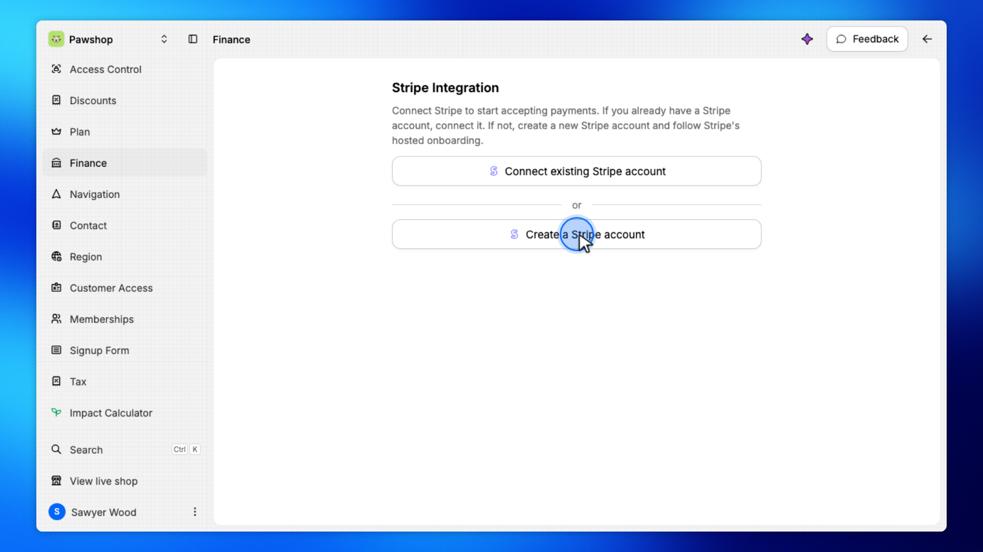 1. Open Finance and start Connect