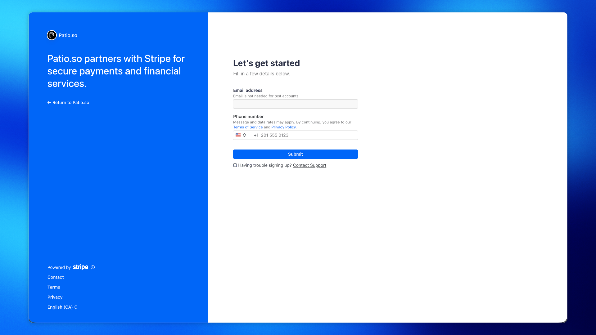 2. Finish Stripe's hosted onboarding