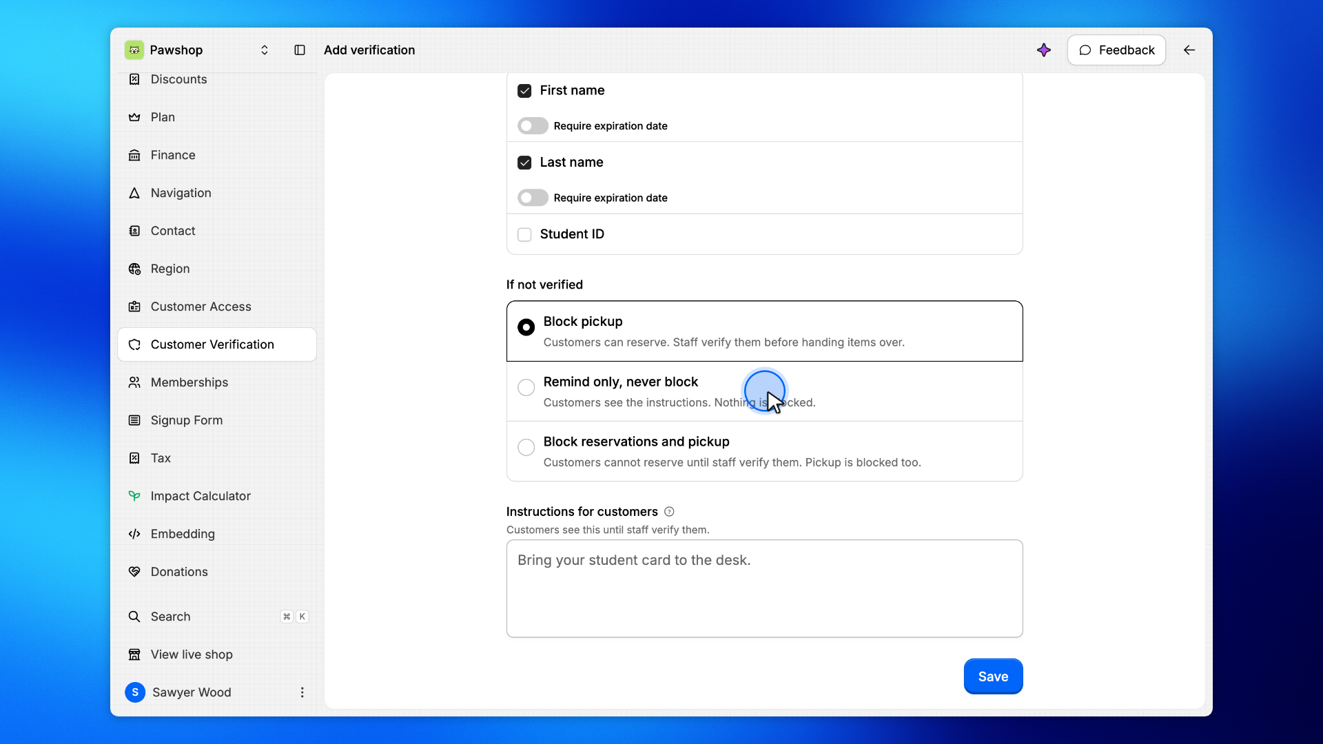 5. Choose what happens if an answer is not verified