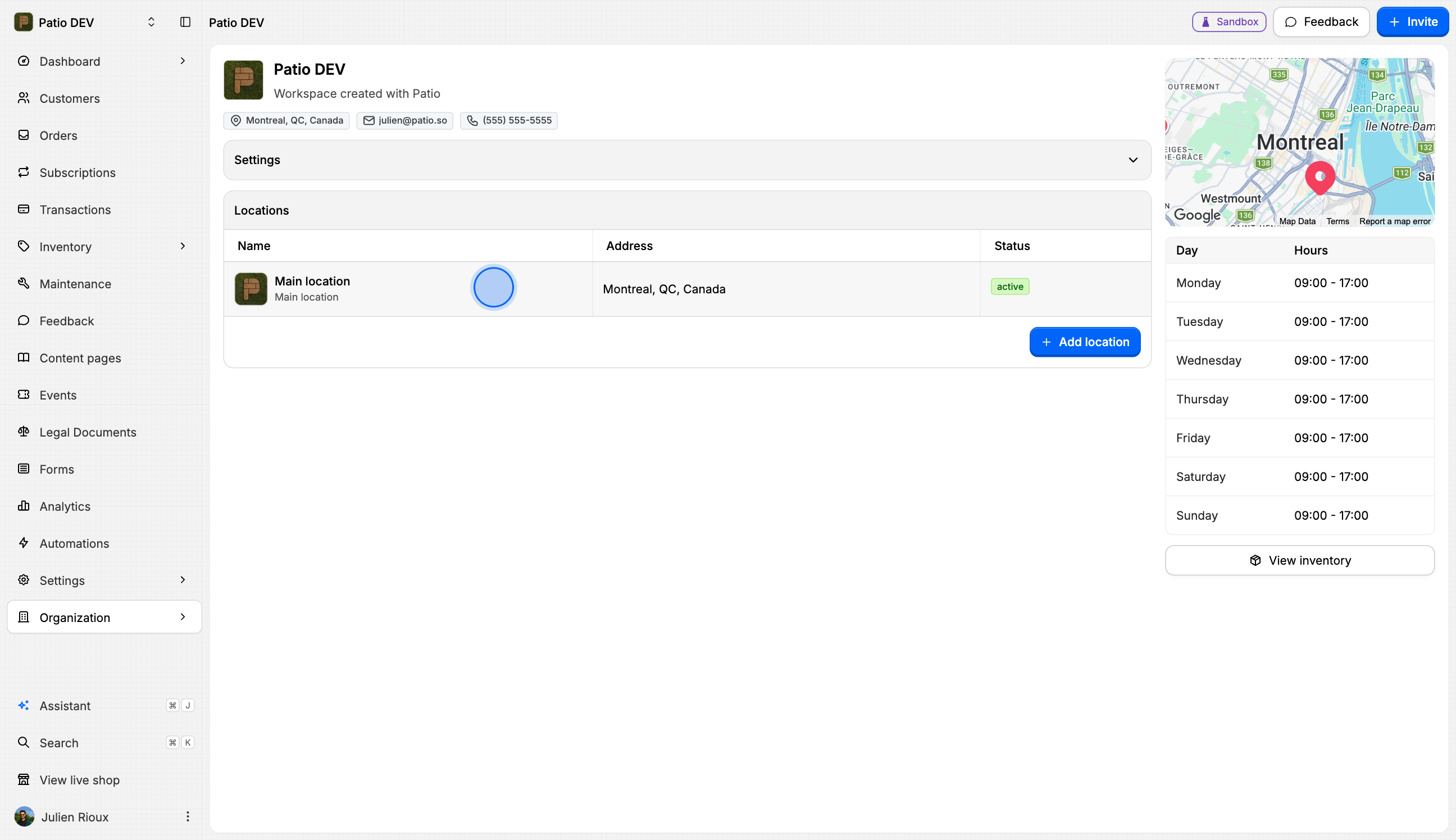 Access the Location Settings